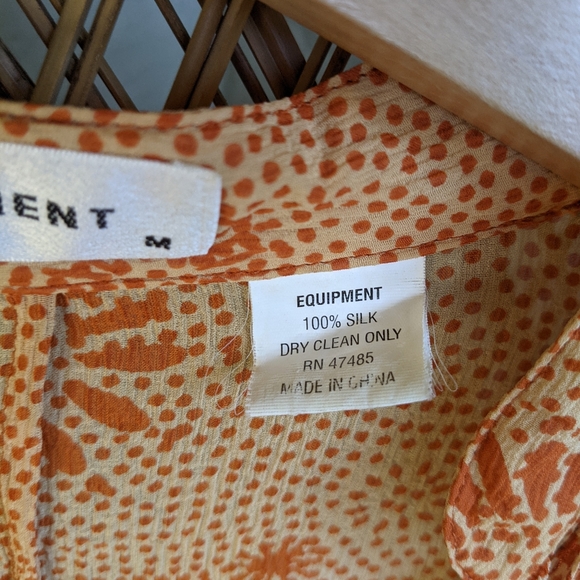 Equipment M Vintage 90s Silk Blouse Orange Floral - Picture 15 of 16